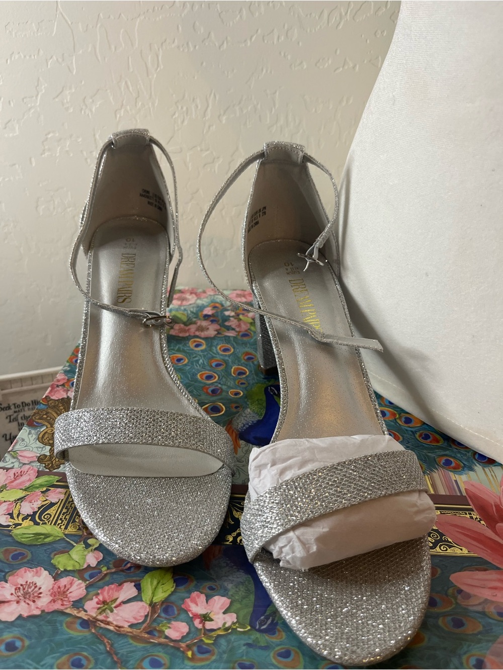 Dream Pairs Silver Glitter Ankle-Strap Heels